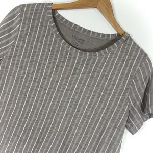 Escape by Habitat Striped Boxy Top Size Small Brown White Short Sleeve Cotton